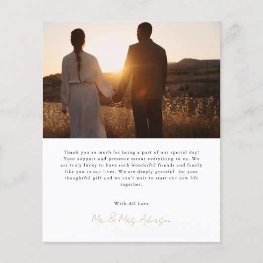 Budget Script Heart Wedding 2 Foto Danke Karte (Rückseite)