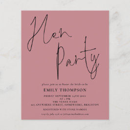 Budget Script Hen Party Dusty Rose Einladung