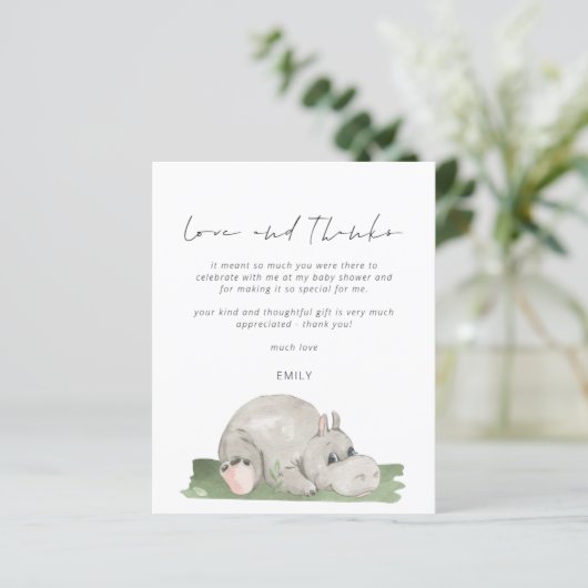 Budget Script Hippo Baby Dusche Liebe und Danke (Stehend Vorderseite)