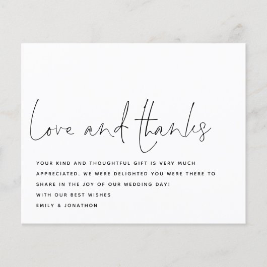 Budget Script Liebe Danke Foto Wedding Vielen Dank (Vorderseite)