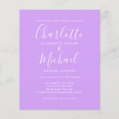 Budget Script Lilac Foto Hochzeit Einladung (Vorderseite)