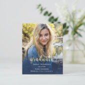 Budget Script Navy Blue Foto Collage Abschluss (Stehend Vorderseite)