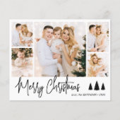 Budget Script Pine 5 Foto Collage Weihnachtskarte (Vorderseite)