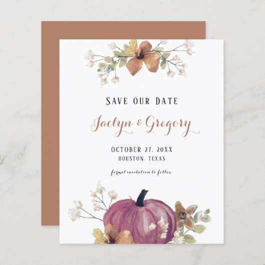 Budget Script Pumpkin Fall Save the Date (Vorne/Hinten)