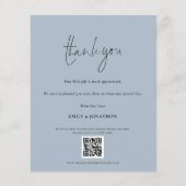 Budget Script QR Code Hochzeit Foto Blue Dank (Vorderseite)