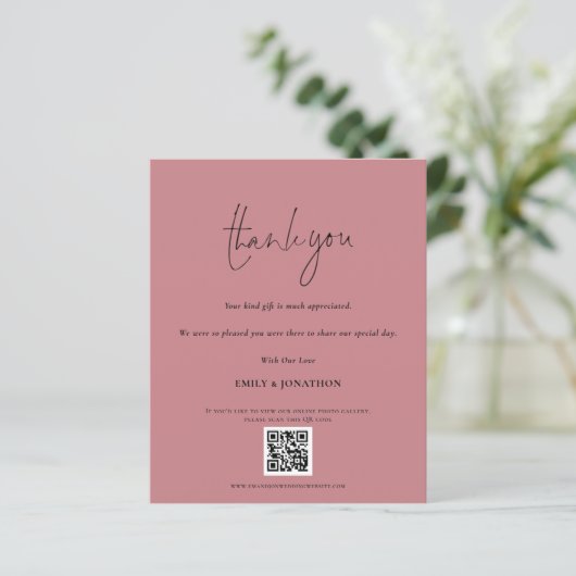 Budget Script QR Code Hochzeit Foto Pink Dank (Stehend Vorderseite)