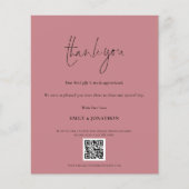 Budget Script QR Code Hochzeit Foto Pink Dank (Vorderseite)
