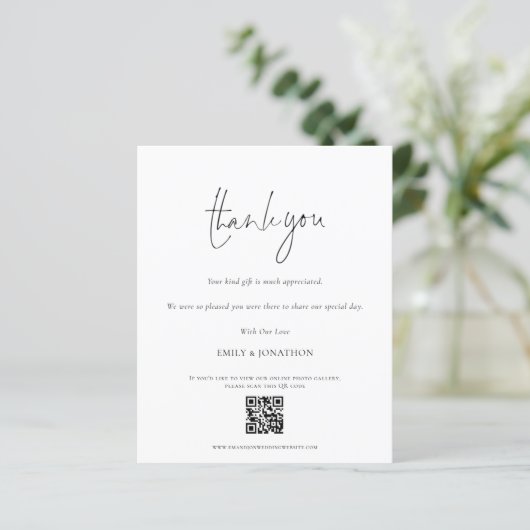 Budget Script QR Code Hochzeitsgalerie Danke (Stehend Vorderseite)