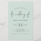 Budget Script QR Code Mint Green Wedding Einladung (Vorderseite)