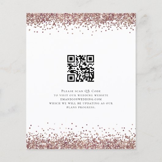Budget Script QR Code Rose Gold Glitzer Rett Datum (Rückseite)