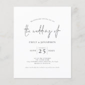 Budget Script QR Code Schwarz-weiß Wedding Einladu (Vorderseite)