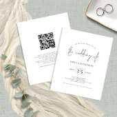 Budget Script QR Code Schwarz-weiß Wedding Einladu