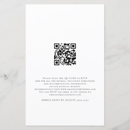 Budget Script QR Code Wedding Abend Party Einladun (Rückseite)