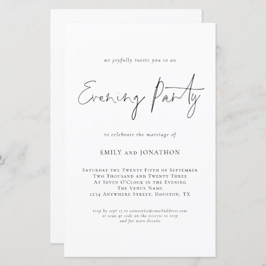 Budget Script QR Code Wedding Abend Party Einladun (Vorne/Hinten)
