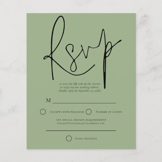Budget Script QR Code Wedding Sage UAWG (Vorderseite)