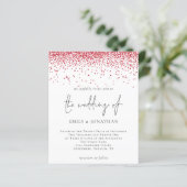 Budget Script Red Glitzer Hochzeit Einladung (Stehend Vorderseite)