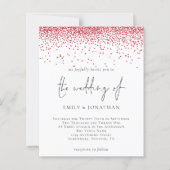 Budget Script Red Glitzer Hochzeit Einladung (Vorderseite)