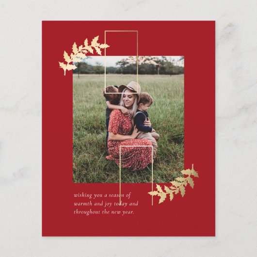 Budget Script Red Gold 2 Foto Weihnachtskarte (Rückseite)