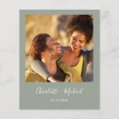 Budget Script Sage Green Foto Hochzeit Einladung (Rückseite)