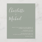 Budget Script Sage Green Foto Hochzeit Einladung (Vorderseite)