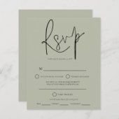 Budget Script Sage Green Wedding RSVP (Vorne/Hinten)