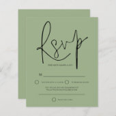 Budget Script Sage Green Wedding RSVP (Vorne/Hinten)