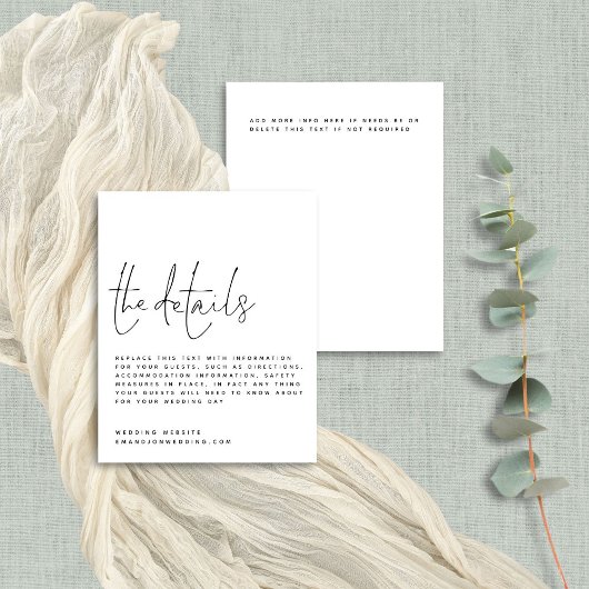 Budget Script Schwarz-weiß Wedding Details ENCL