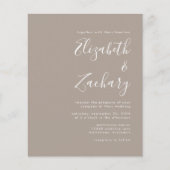 Budget Script Taupe QR Code Wedding Einladung (Vorderseite)