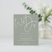 Budget Script We Do Sage QR Code Wedding Invite (Stehend Vorderseite)