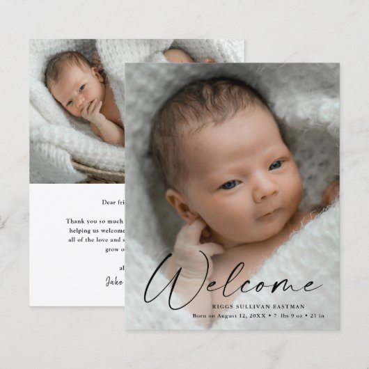 Budget Script Welcome Baby Foto Vielen Dank (Vorne/Hinten)