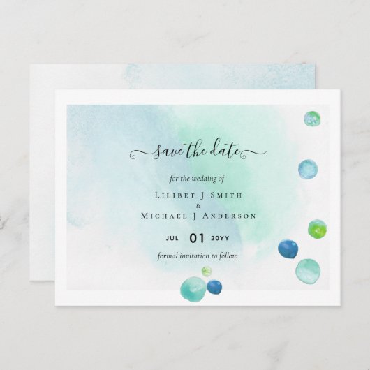 BUDGET Sea Glass Modern Rett Date Wedding Postkarte (Vorne/Hinten)