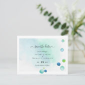 BUDGET Sea Glass Modern Rett Date Wedding Postkarte (Stehend Vorderseite)