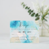 BUDGET Sea Glass Shades Watercolor Wedding Postkarte (Stehend Vorderseite)