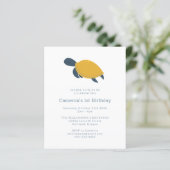 Budget Sea Turtle Einfache 1. Geburtstag Einladung (Stehend Vorderseite)