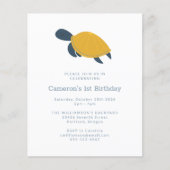 Budget Sea Turtle Einfache 1. Geburtstag Einladung (Vorderseite)