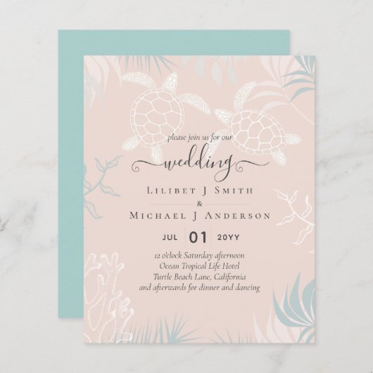BUDGET Sea Turtles BEACH Wedding Coral Aquamarin (Vorne/Hinten)