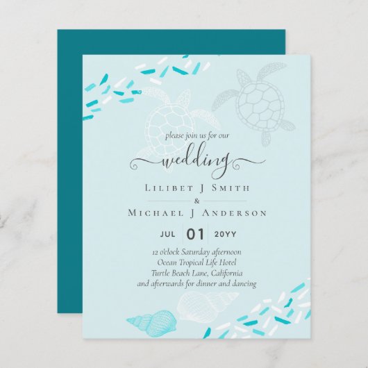 BUDGET Sea Turtles BEACH Wedding Coral Aquamarin (Vorne/Hinten)