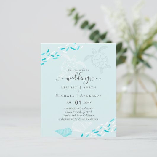 BUDGET Sea Turtles BEACH Wedding Coral Aquamarin (Stehend Vorderseite)