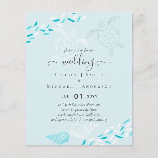 BUDGET Sea Turtles BEACH Wedding Coral Aquamarin (Vorderseite)