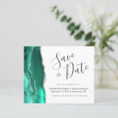 Budget Seafoam Green Silver Agate Save the Date (Stehend Vorderseite)