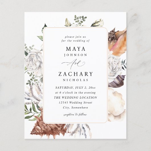 Budget Seashells & White Floral Wedding (Vorderseite)