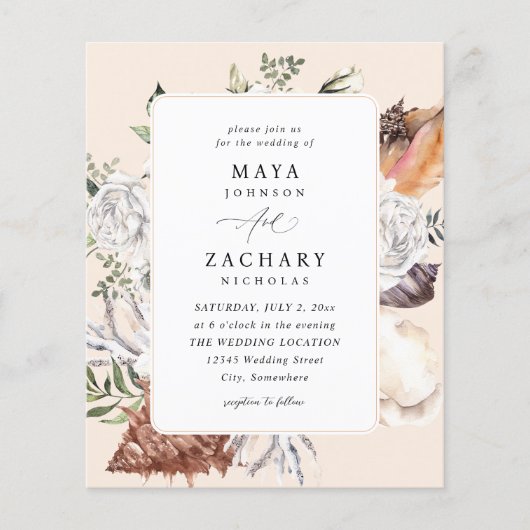 Budget Seashells & White Floral Wedding - Beige (Vorderseite)