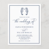 Budget Seepferd Beach Wedding Navy Blue Einladung Flyer (Vorne)