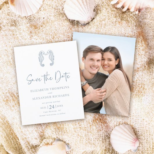 Budget Seepferd Coastal Dusty Blue Save the Date