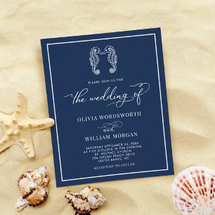 Budget Seepferd Navy Blue Beach Einladung Flyer