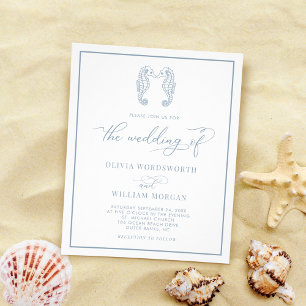 Budget Seepferd Wedding Einladung Dusty Blue Flyer