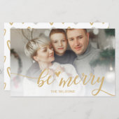 Budget Sei Merlin Script Gold Foto Holiday Card (Vorne/Hinten)