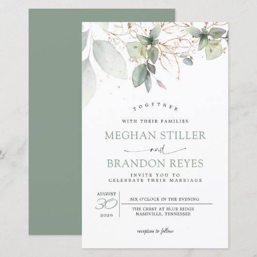 Budget - Serene Eukalyptus Greenery Blätter Weddin (Vorne/Hinten)