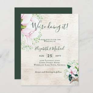 BUDGET Shabby Pink Magnolia Chic Wedite Einladung
