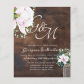 BUDGET Shabby Pink Magnolia Chic Wedite Einladung (Vorderseite)